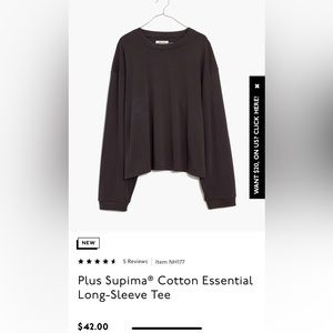 NWT Supima Cotton Long Sleeve Essential Tee